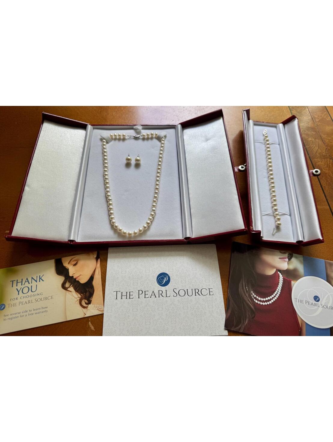 Genuine Cultured Freshwater Pearls Jewelry 3 Pc Set Necklace Bracelet Earrings
